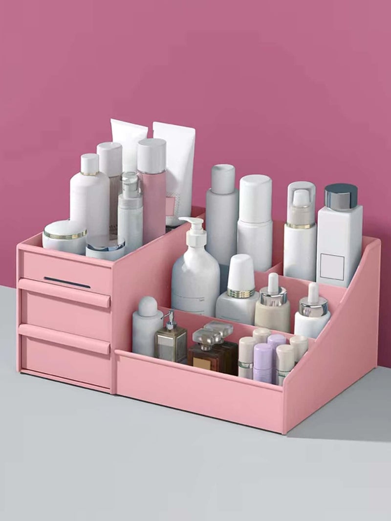Rylan Cosmetic Organizer Box Drawers Storage Plastic Stationary Box | Make Up Organiser For Women | Kitchen Organizer | Wardrobe Organisers | Jewellery Organisers,Pink - Image 1