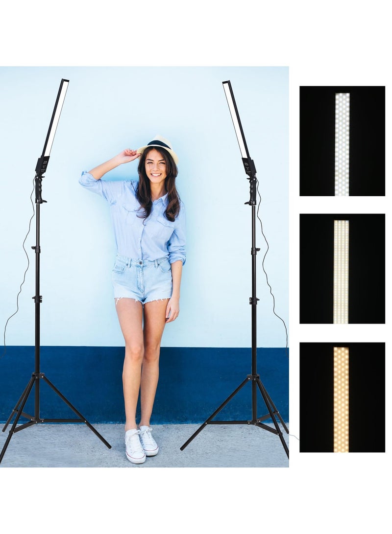 شو وو طقم إضاءة تصوير LED قابل للتعتيم من 3200 إلى 5500 كلفن مع حامل ثلاثي القوائم وحقيبة للكاميرا واستوديو الفيديو على YouTube ومنتجات الصور الشخصية والبث المباشر - Image 4