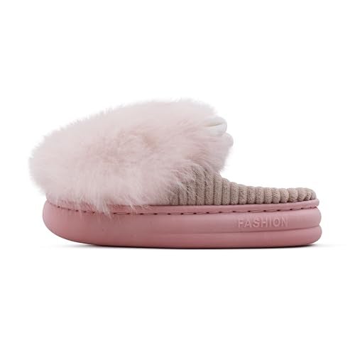 VRITRAZ Women’s Fur Slippers with Animal Face | Warm Winter Wear Soft Plush Slides | Cozy Indoor & Outdoor Comfort Footwear for Women | Stylish Furry Home Slippers (Size 8, Pink) - Image 5