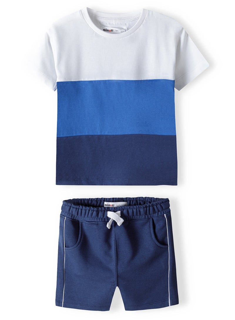 MINOTI Kids Boys T-Shirt and Shorts Set with Drawstring and Pockets  - Image 1