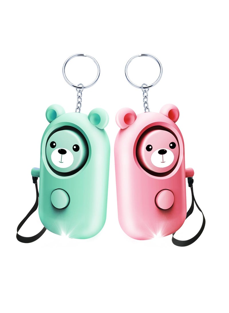 Personal Alarm Keychain, Safety Loud Self Defense Alarm, Portable Security Siren LED Light, Cute And Compact Self Defense Buzzer For Women, (2pcs, Mint Green And Pink) - Image 1
