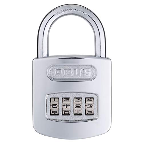 ABUS 160/50 B 160 All Weather Chrome 4 Dial Combination Padlock, Black/Silver - Image 1