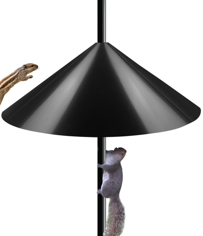 Ansionsol 19 Inch Wide Squirrel Baffle for Bird Feeder Pole, Outside Pole Mount Stopper & Bird House Guard for Outdoor Shepherdâ€™s Hook, Black, 1 Pack - Image 1