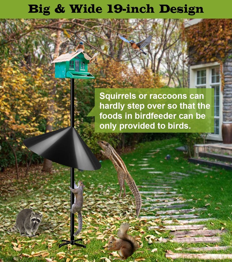 Ansionsol 19 Inch Wide Squirrel Baffle for Bird Feeder Pole, Outside Pole Mount Stopper & Bird House Guard for Outdoor Shepherdâ€™s Hook, Black, 1 Pack - Image 5
