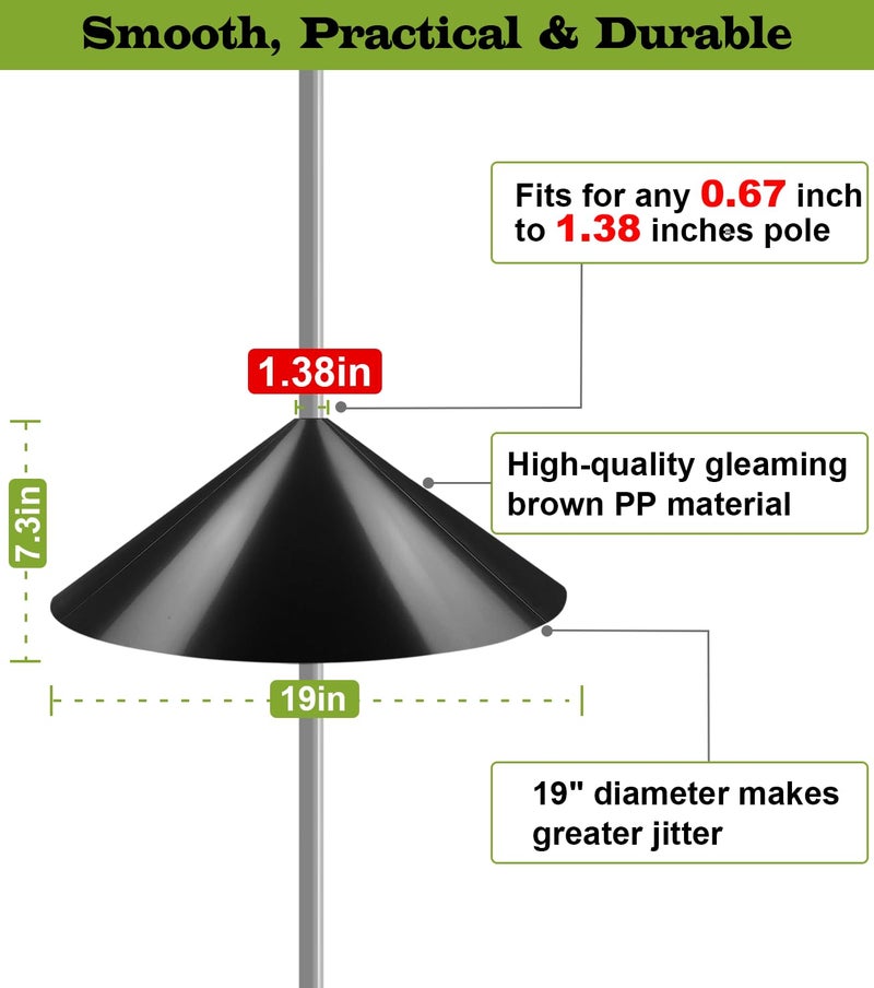 Ansionsol 19 Inch Wide Squirrel Baffle for Bird Feeder Pole, Outside Pole Mount Stopper & Bird House Guard for Outdoor Shepherdâ€™s Hook, Black, 1 Pack - Image 2