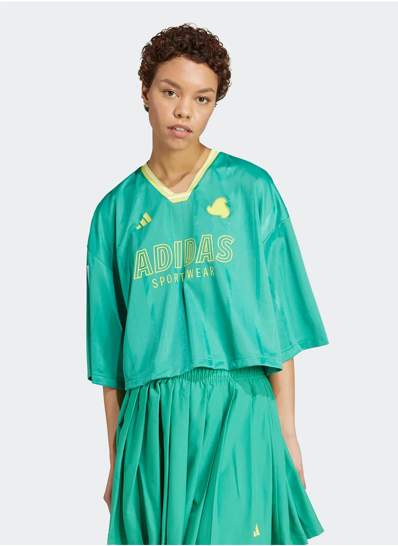 اديداس Tiro Cut 3 Stripe Oversized Mesh T-Shirt