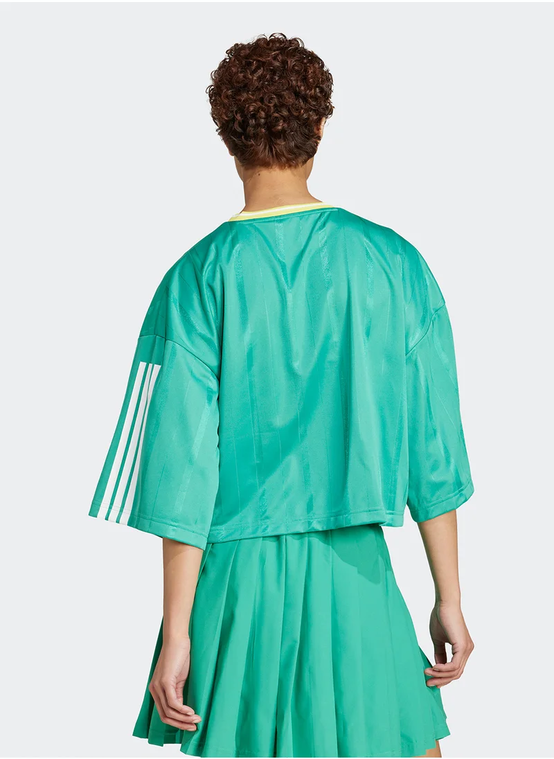 اديداس Tiro Cut 3 Stripe Oversized Mesh T-Shirt
