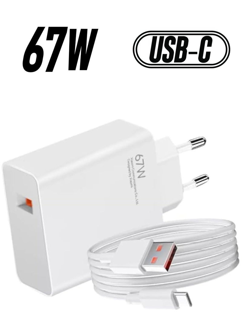 MUNTAQI 67W EU Fast Charge Power Adapter & 6A Type-C Cable for Xiaomi Redmi, Mi 11 Ultra, Note 9/10/11 PRO20 – Fast Charging with USB-C Cable - Image 1