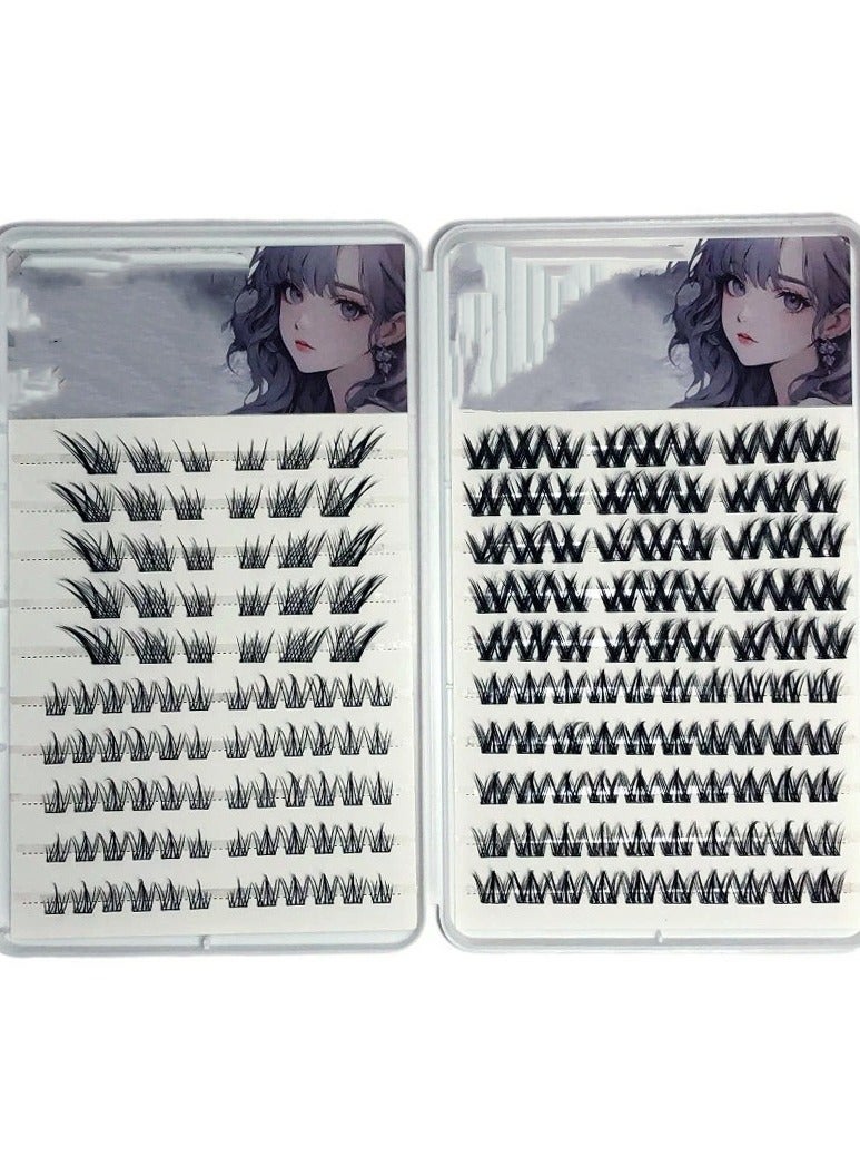 كتاب لاش -4 في 1 جلدات المجموعة (185 مجموعة) مع الملاقط، خالية من الغراء وقابلة لإعادة الاستخدام، الحجم الطبيعي/الدرامي للاستخدام اليومي/الطرف - Image 1