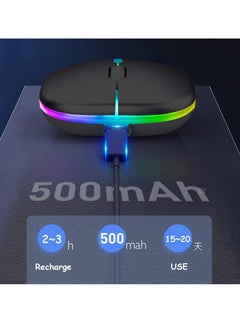 HB Wireless Bluetooth Mouse, Slim LED Dual Mode (Bluetooth 5.1 + USB) 2.4GHz Silent Rechargeable Mouse with Type-C Adapter for Laptop/MacBook/iPad OS 13 and Above  - Image 3