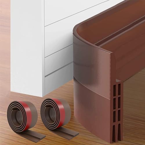 OVIOL Door Bottom Sealing Strip Self-Adhesive Under Gap Filler Rubber Dust Stopper for Home Door Gap Sealing Strip Cockroach Insect Bugs Draft Stopper Waterproof (1 MTR Pack of 2, Brown) - Image 1