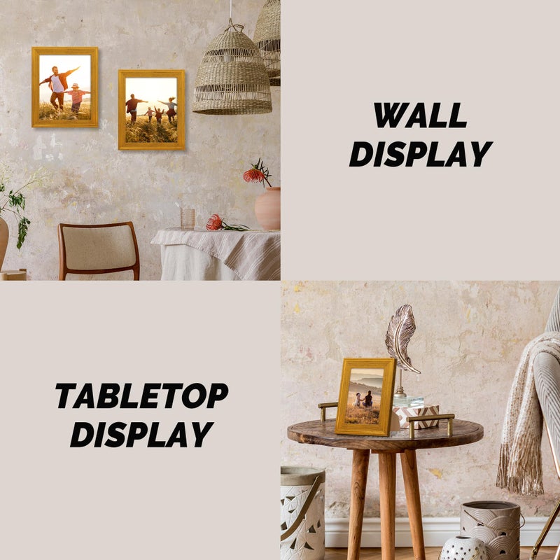 iRahmen 8x10 Picture Frame Set of 4  Gold Picture Frames with Real Glass  Display Pictures 8 x 10 Without Mat  Rustic Vintage Wooden Photo Frame for Wall Mount and Tabletop Display - Image 5