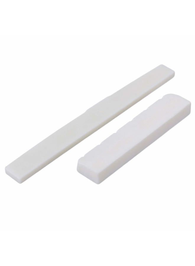 Mxfans White 2 in 1 Bone Bridge Saddle Nut Set 80mm & 50mm for Classical Guitar - Image 2