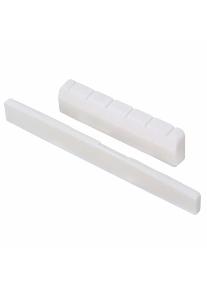 Mxfans White 2 in 1 Bone Bridge Saddle Nut Set 80mm & 50mm for Classical Guitar - Image 1