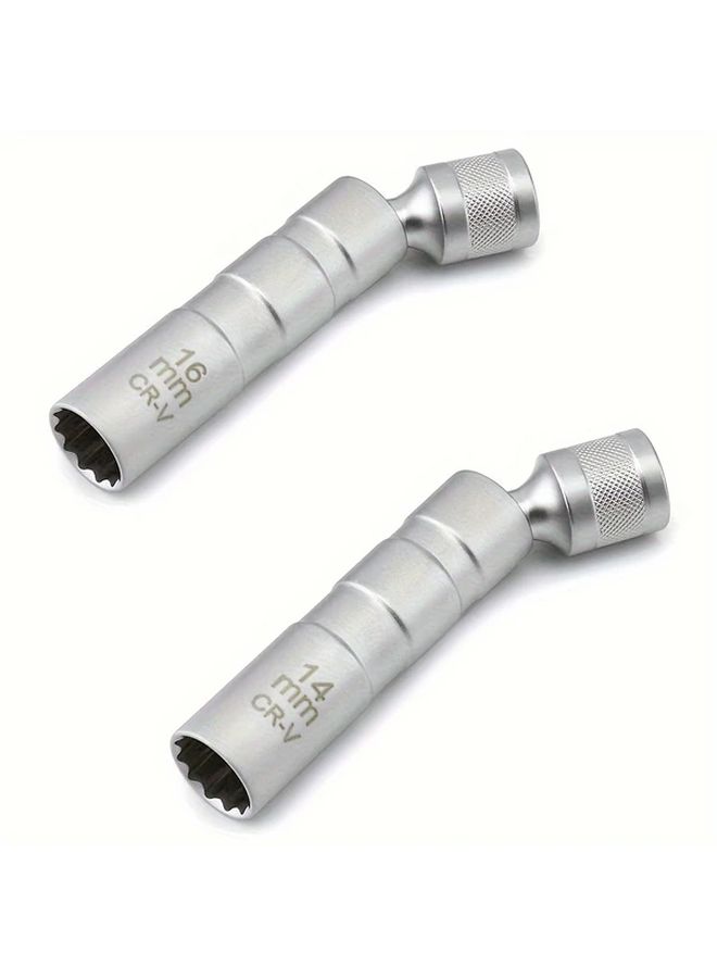 2pcs 14mm 16mm Magnetic Spark Plug Socket Set 3 8 Drive Swivel Wrench Tool Kit - Image 5
