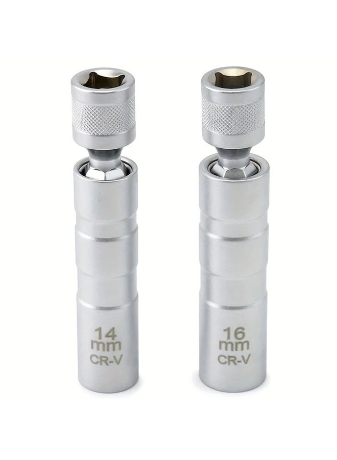 2pcs 14mm 16mm Magnetic Spark Plug Socket Set 3 8 Drive Swivel Wrench Tool Kit - Image 1