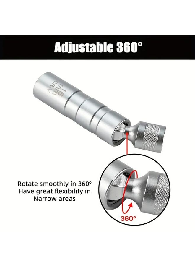2pcs 14mm 16mm Magnetic Spark Plug Socket Set 3 8 Drive Swivel Wrench Tool Kit - Image 4