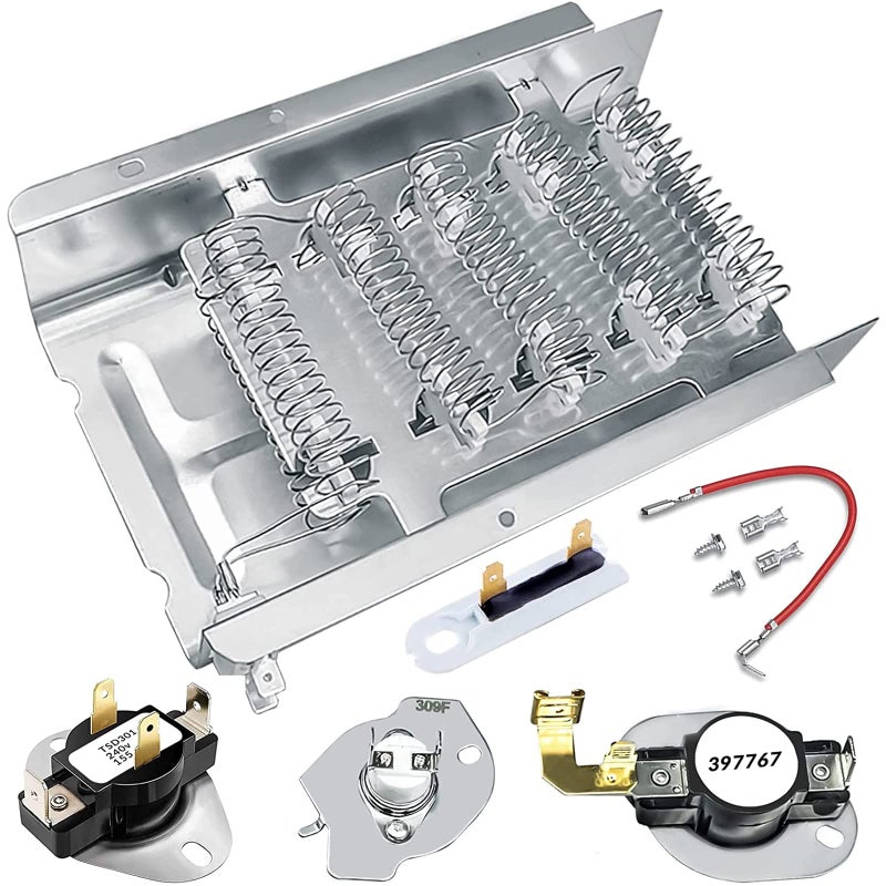 Alltemp 279838 Dryer Heating Element, 3392519 & 3977393 Thermal Fuse, 3977767 & 3387134 Clothes Dryer Replacement Parts Compatible, Whirlpool Kenmore Roper Amana - Image 1