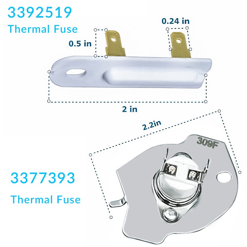 Alltemp 279838 Dryer Heating Element, 3392519 & 3977393 Thermal Fuse, 3977767 & 3387134 Clothes Dryer Replacement Parts Compatible, Whirlpool Kenmore Roper Amana - Image 4
