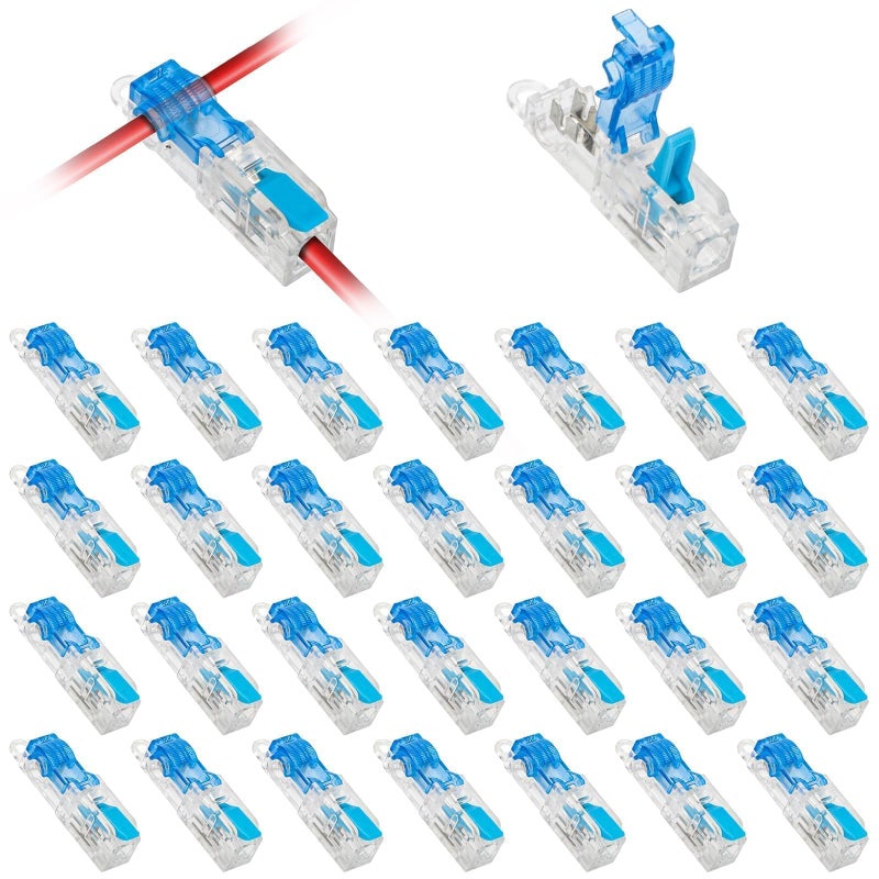 Linkstyle 30PCS T Tap Lever Wire Connectors 20-14AWG, No Stripping Low Voltage Wire Connectors, 1 Pin 3 Way Quick Connect Solderless Wire Splice Connector Push-in 1 in 1 Out - Image 1