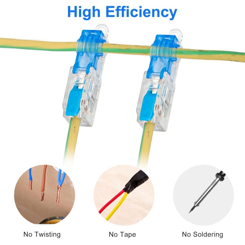 Linkstyle 30PCS T Tap Lever Wire Connectors 20-14AWG, No Stripping Low Voltage Wire Connectors, 1 Pin 3 Way Quick Connect Solderless Wire Splice Connector Push-in 1 in 1 Out - Image 4
