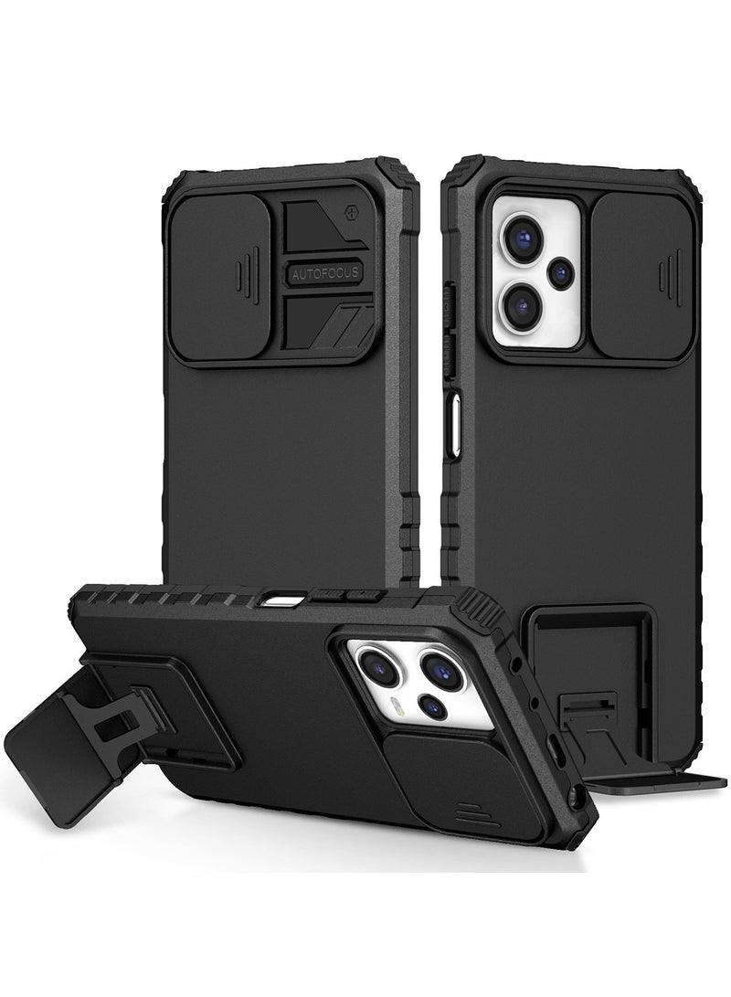 Samsung Galaxy A04e 4G Black Mobile Phone Case Cover, Innovative Telescopic Bracket, Sliding Protection Camera Window, Bumper Shockproof Phone Back Cover  - Image 1
