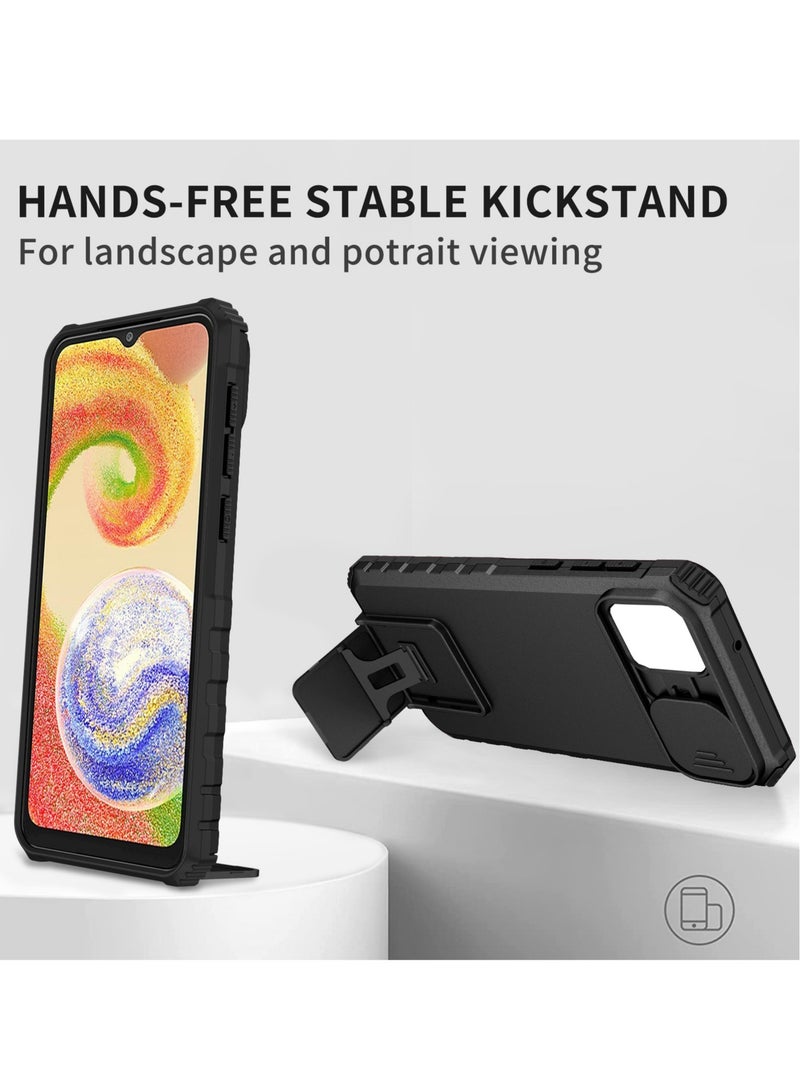 Samsung Galaxy A04e 4G Black Mobile Phone Case Cover, Innovative Telescopic Bracket, Sliding Protection Camera Window, Bumper Shockproof Phone Back Cover  - Image 3