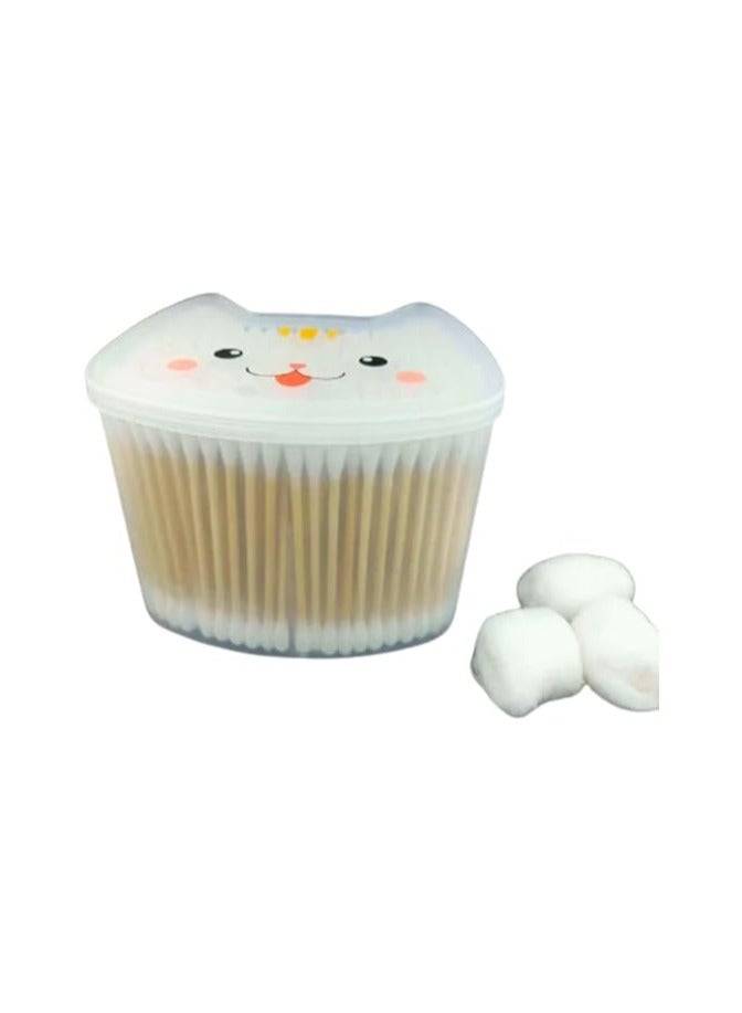 صندوق خشبي للتنظيف البيئي، مسحات قطنية حلزونية مدببة - اعواد قطنية عضوية مزدوجة الجوانب ملفوفة بإحكام باطراف قطنية دقيقة، عصا ورقية ناعمة ولطيفة 150 قطعة - Image 1