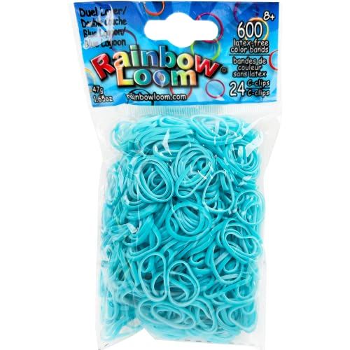 Rainbow Loom Dual Layer Collection Blue Lagoon Rubber Bands with 24 CClips 600 Count - Image 1