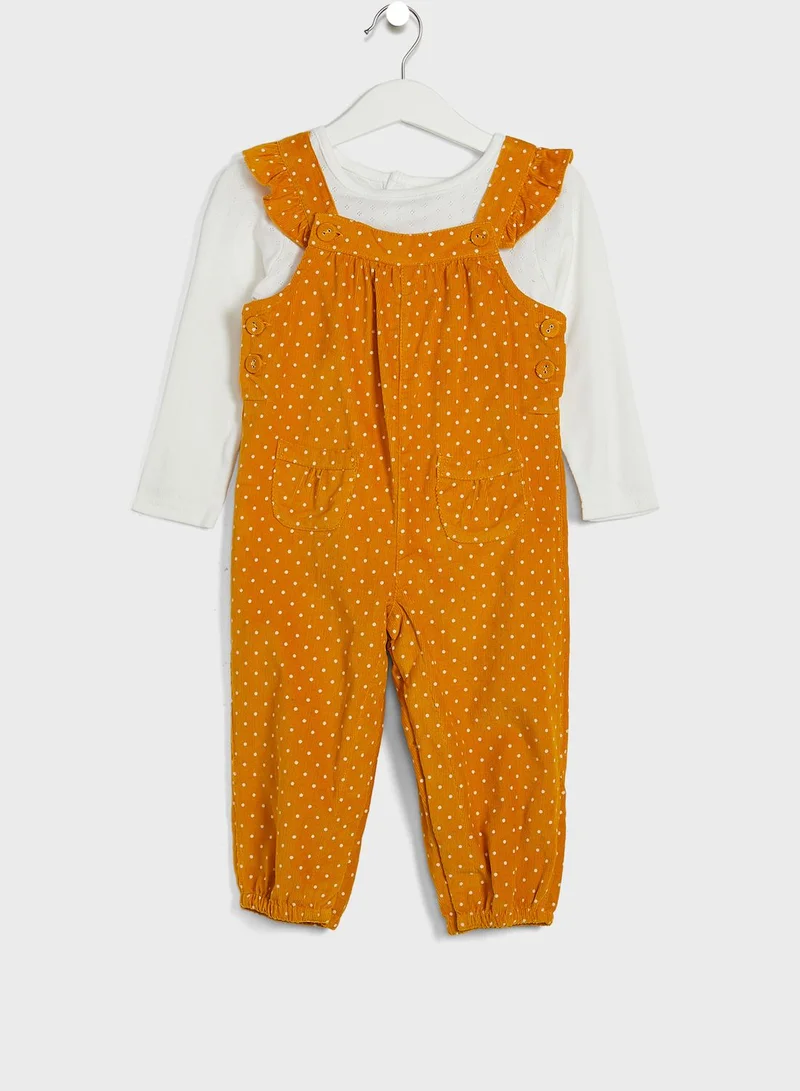 JoJo Maman Bebe Kids Printed Dungaree Set
