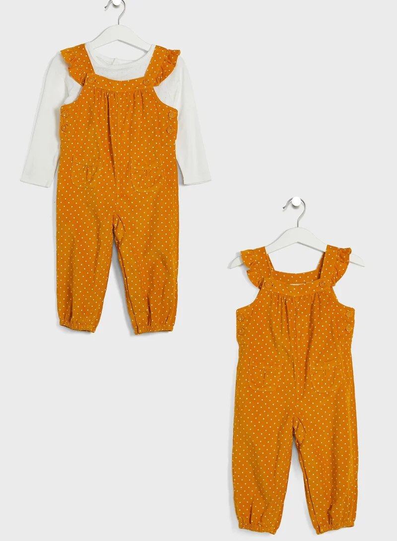 JoJo Maman Bebe Kids Printed Dungaree Set