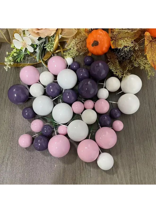 27pcs Rose Red Pink White Foam Ball Cake Toppers For Birthday Wedding Party Decorations - Image 4