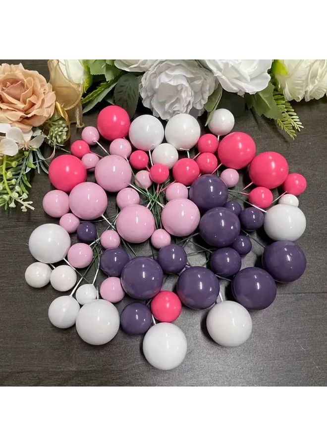 27pcs Rose Red Pink White Foam Ball Cake Toppers For Birthday Wedding Party Decorations - Image 2