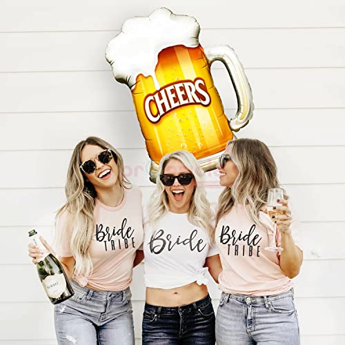 Propsicle 36" Large Helium Foil Beer Mug Balloon with Cheers Text for Birthdays, Anniversaries, or Bachelorette Parties - Golden and White - Pack of 1 - Image 3