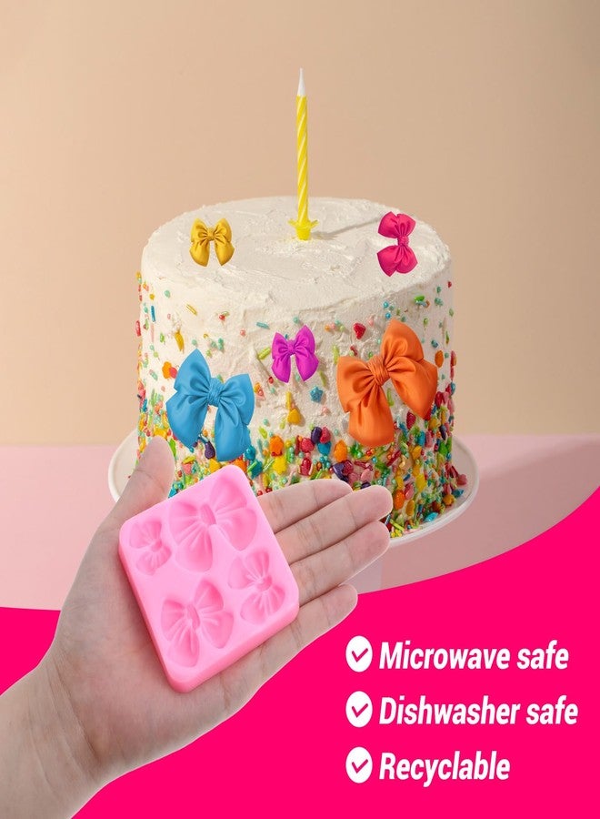 salbsever Fondant Bow Molds Bows Silicone Mold Bow Chocolate Mold for Birthday Party Cupcake Topper Wedding Candy Chocolate DIY Cake Decorating Mold - Image 4