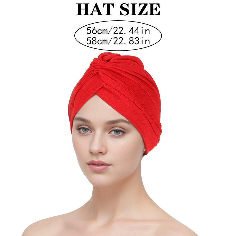 Jianying New Cap Rolled Brim Floral Glitter Muslim Turban Hat - Image 3