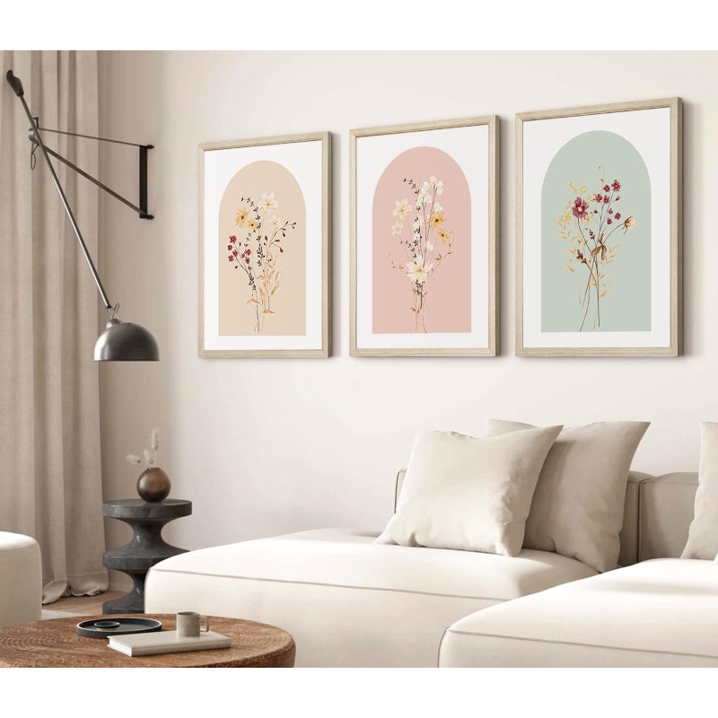 Tanmart Watercolor Flower Wall Art Set of 3 Wildflower Floral Wall Decor Pictures Botanical Canvas Wall Art Vintage Prints Boho Flower Painting Minimalist Floral Poster for Bedroom Room 16x24 Inch Wood Framed - Image 4