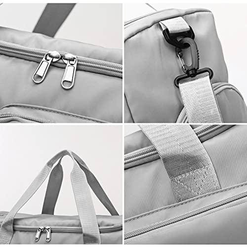 Suruid Sports Gym Duffel Bag with Shoes Compartment and Dry Wet Separated Pocket for Men and Women - Overnight Weekender Training Handbag Yoga Bag - Gray - Image 5