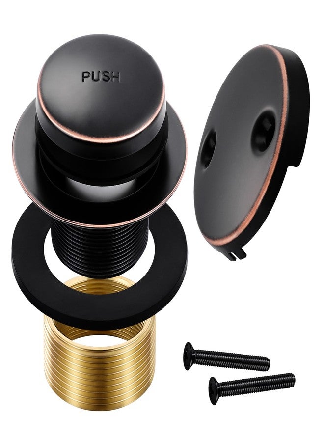 TLOZX Oil Rubbed Bronze Bathtub Drain Tip-Toe Tub Trim Set with Two-Hole Overflow Faceplate Bathroom Tub Drains Replacement Conversion Tub Drain Kit Assembly with Universal Fine & Coarse Thread - Image 1