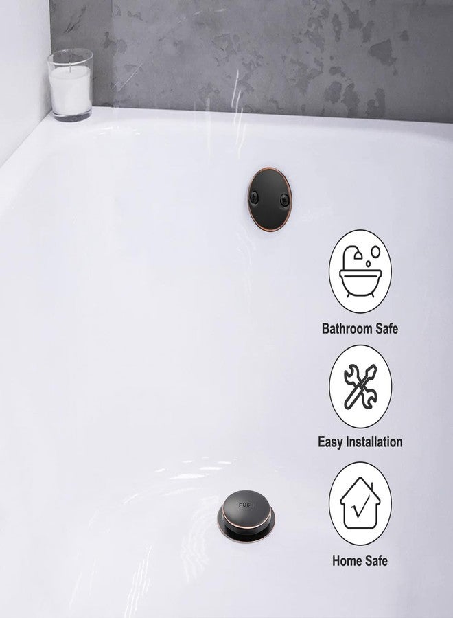 TLOZX Oil Rubbed Bronze Bathtub Drain Tip-Toe Tub Trim Set with Two-Hole Overflow Faceplate Bathroom Tub Drains Replacement Conversion Tub Drain Kit Assembly with Universal Fine & Coarse Thread - Image 5