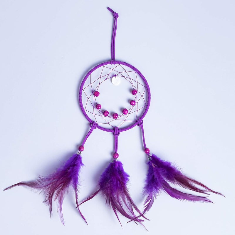 FANDOL DIY Dream Catcher Beginner Kit, Making Dream Catcher Supplies Include Metal Hoop, Feathers, Faux Suede Cord, Thread, Wood Beads (Violet) - Image 5