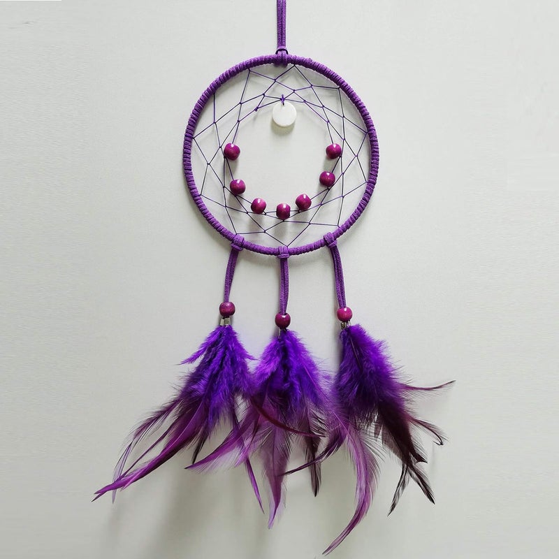 FANDOL DIY Dream Catcher Beginner Kit, Making Dream Catcher Supplies Include Metal Hoop, Feathers, Faux Suede Cord, Thread, Wood Beads (Violet) - Image 4