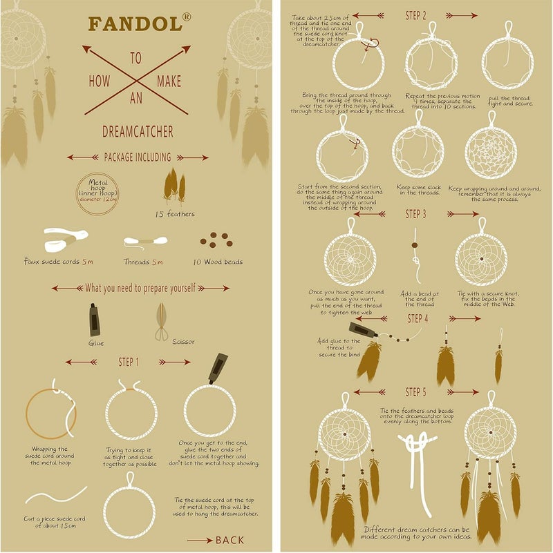 FANDOL DIY Dream Catcher Beginner Kit, Making Dream Catcher Supplies Include Metal Hoop, Feathers, Faux Suede Cord, Thread, Wood Beads (Violet) - Image 3