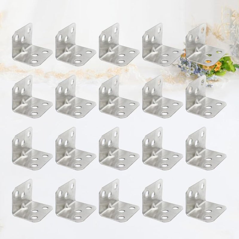 Heavy Duty Iron Corner Brackets 40Pcs Chrome Finish Right Angle Shelf Support Wall Hanging - Image 4