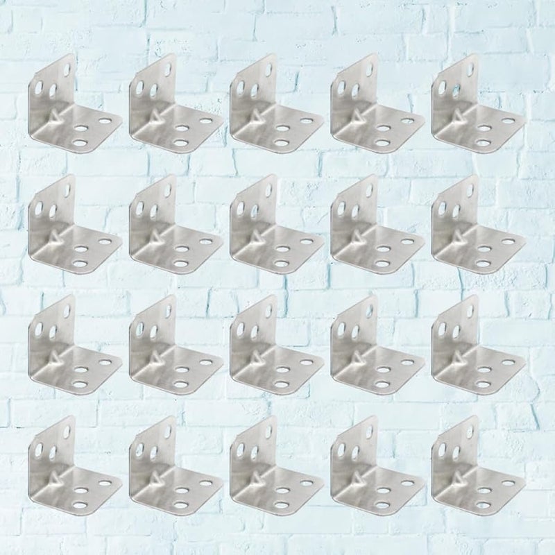 Heavy Duty Iron Corner Brackets 40Pcs Chrome Finish Right Angle Shelf Support Wall Hanging - Image 5