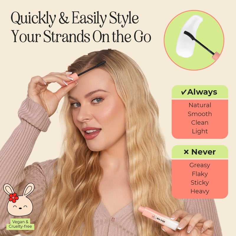 INH Hair Mascara for Flyaways | Quick Slick Hair Finishing Stick for Flyaways, Frizz Control, & Slick Back Look | Non Greasy & Non Comedogenic Smoothing Serum & Frizz Tamer Wand | Peach Tart, 18ml - Image 5