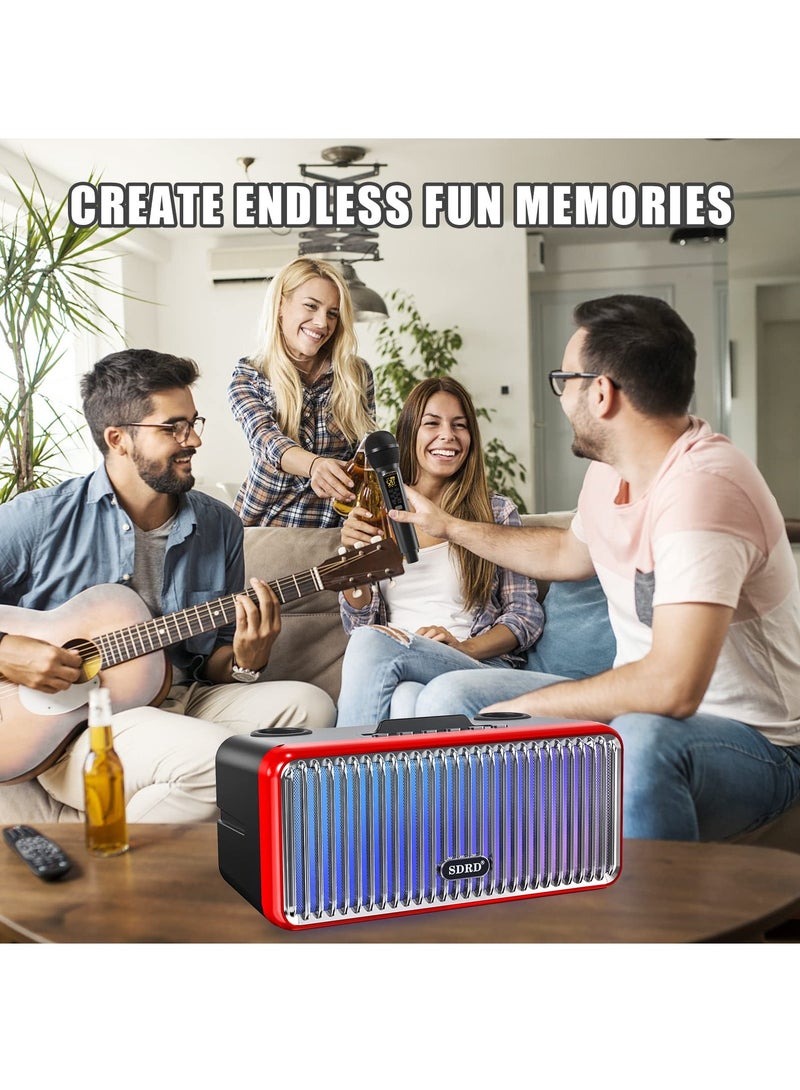 Karaoke Machine for Adults and Kids,Portable Bluetooth Speaker with 2 UHF Wireless Microphones Karaoke Speaker pa System with Colorful Gradient LED Lights for Home Parties,Wedding