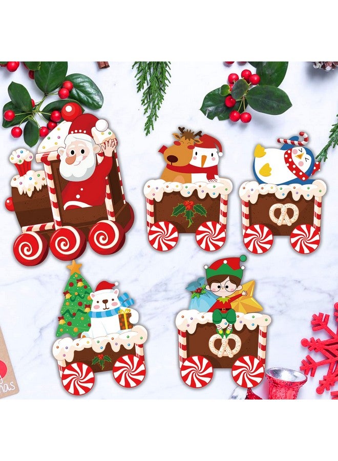 OuMuaMua Christmas Train Decorations Yard Signs with LED Lights - Christmas Tree Santa Elf Snowman Train Set Lawn Signs with Stakes for Holiday Xmas Lawn Garden Yard Decorations Outdoor, 5 Pack  - Image 5