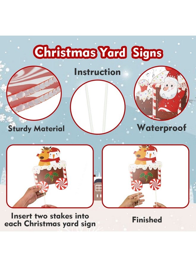 OuMuaMua Christmas Train Decorations Yard Signs with LED Lights - Christmas Tree Santa Elf Snowman Train Set Lawn Signs with Stakes for Holiday Xmas Lawn Garden Yard Decorations Outdoor, 5 Pack  - Image 4