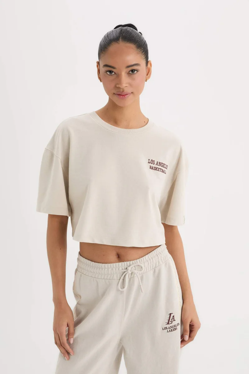 DeFacto DeFactoFit Crew Neck Embroidery Print Sports Pique T-Shirt